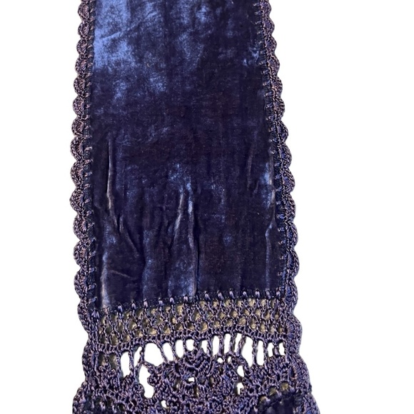 New Handmade Purple Crochet velvet scarf with fringe edges - Picture 7 of 9